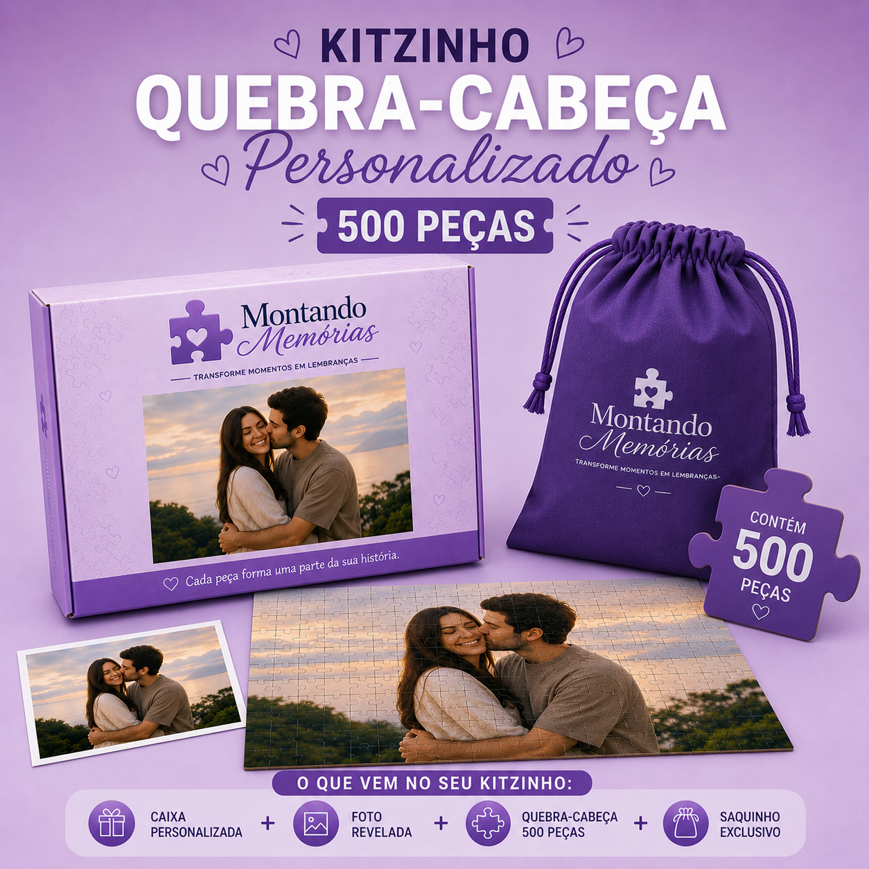 Kit quebra-cabeça 500 peças